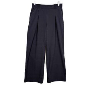 KLD Signature Matte Crepe Pleated Wide Leg Pants Black Made in USA Large